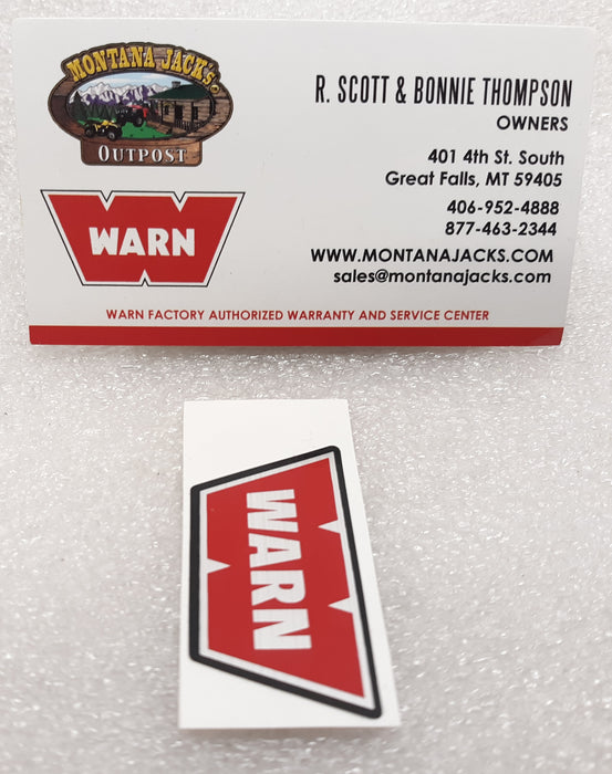 WARN Mini Logo Decal 1 3/4" x 7/8" Red with Silver Background